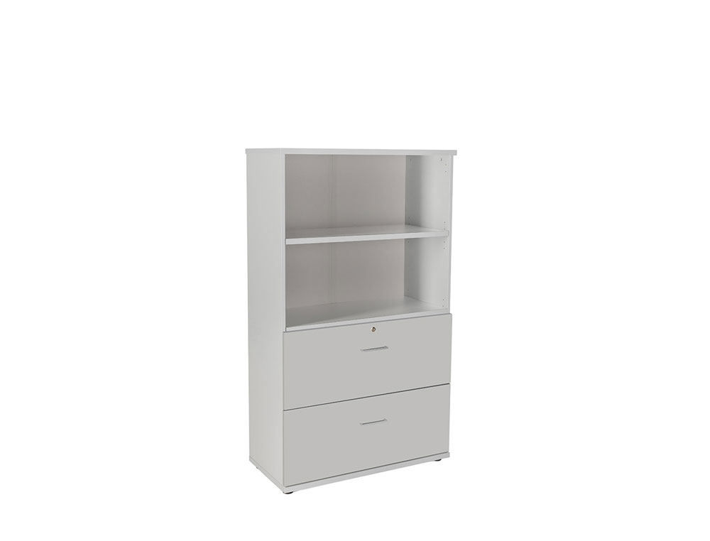 ARMARIO ROCADA CON UN ESTANTES Y DOS CAJONES INFERIORES SERIE STORE 156X90X45 CM ACABADO GRIS/GRIS