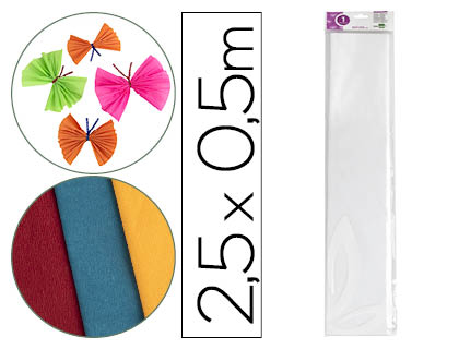 PAPEL CRESPON LIDERPAPEL 50 CM X 2.5M 34G/M2 BLANCO