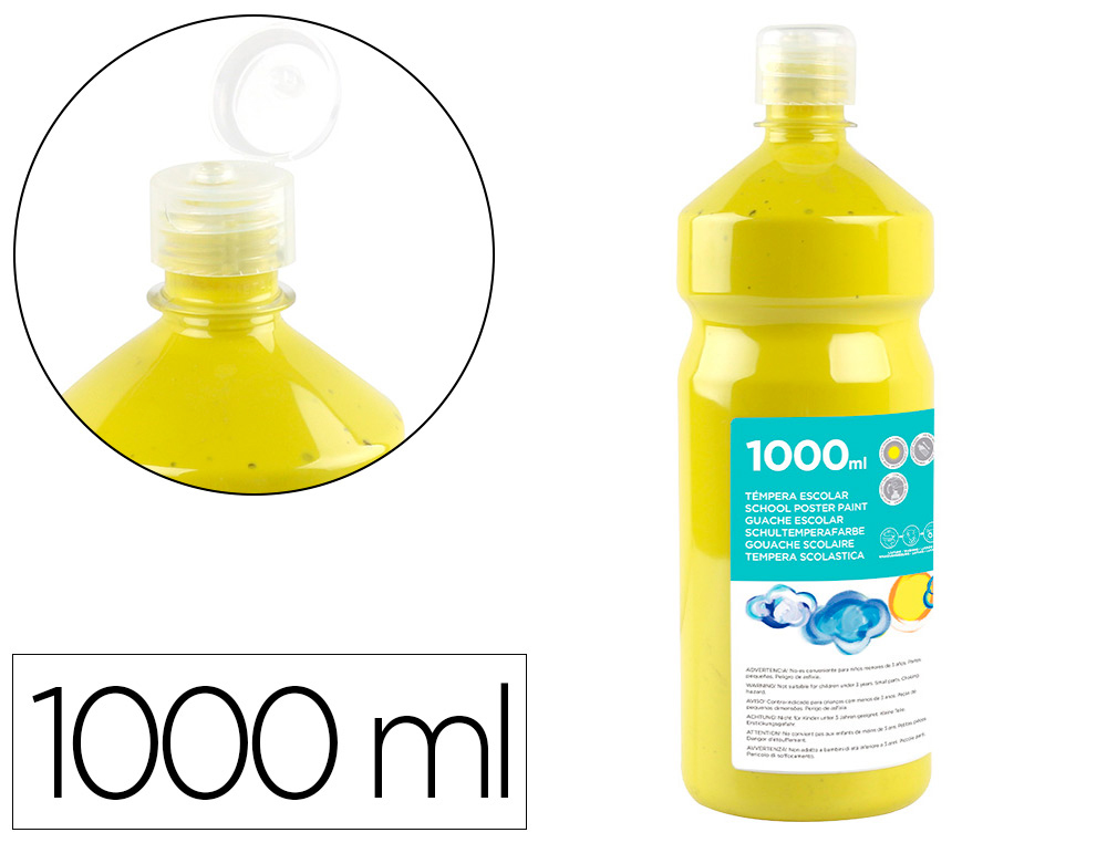 TEMPERA LIQUIDA LIDERPAPEL ESCOLAR 1000 ML AMARILLO LIMON