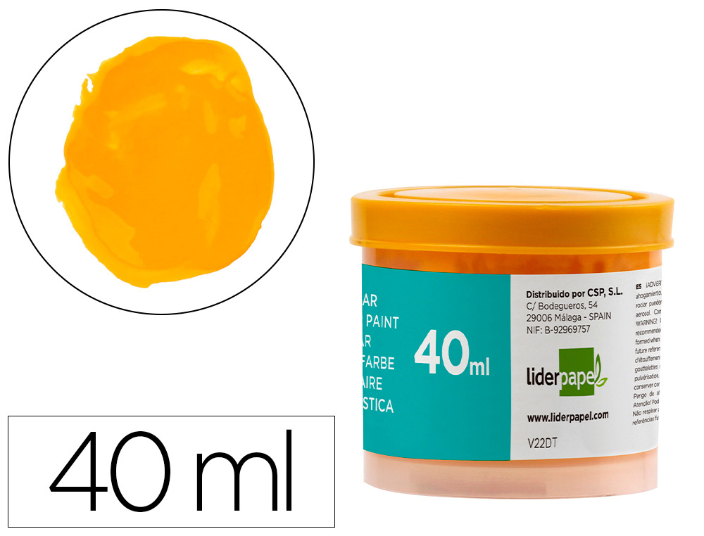 TEMPERA LIDERPAPEL ESCOLAR 40 ML AMARILLO ORO