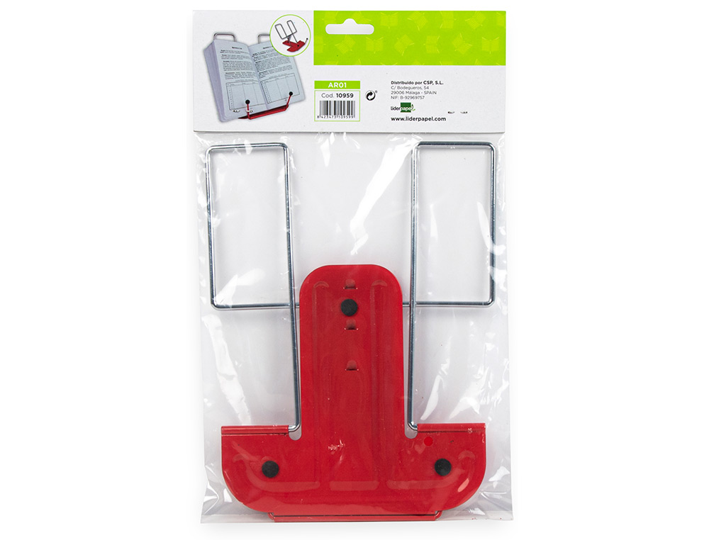 ATRIL LIDERPAPEL BASE METALICA ANGULO AJUSTABLE SOPORTE PARTEPOSTERIOR 195X235 MM COLOR ROJO