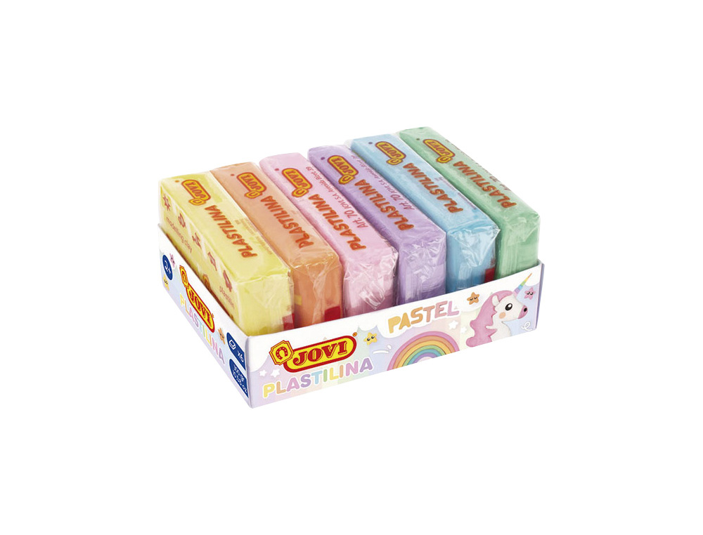 PLASTILINA JOVI 70 TAMAÑO PEQUEÑO CAJA DE 6 UNIDADES COLORES PASTEL SURTIDOS 50G