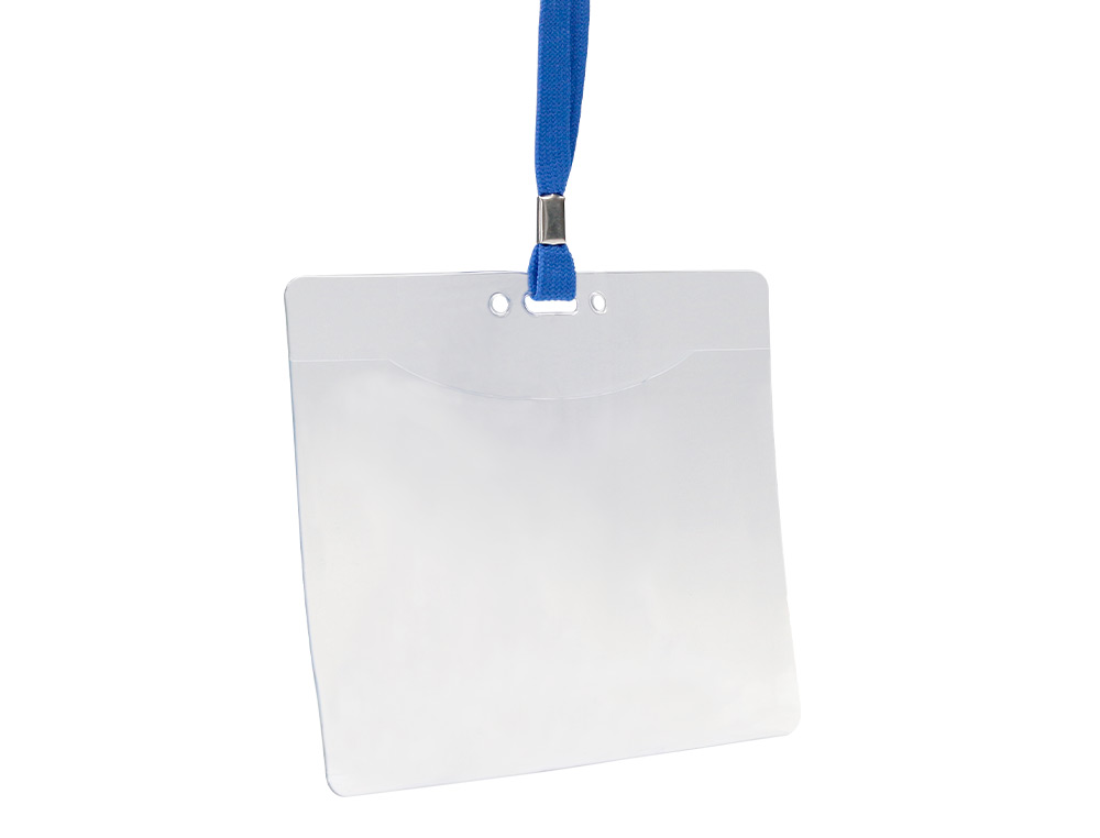 IDENTIFICADOR Q-CONNECT CON CORDON PLANO AZUL A6 154X127 MM APERTURA SUPERIOR