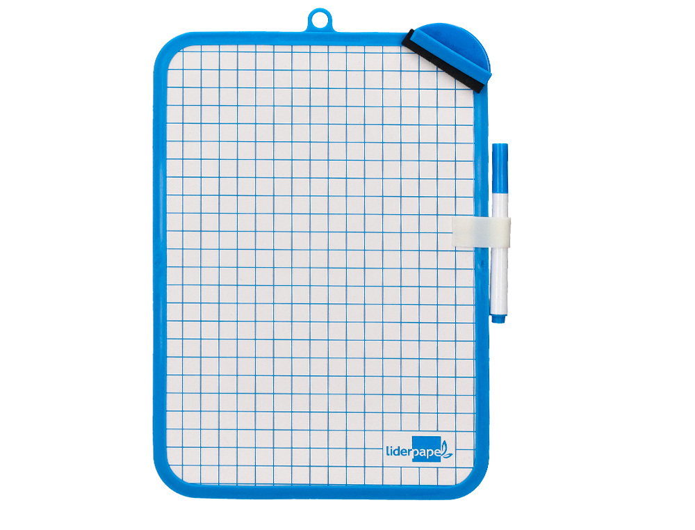 PIZARRA BLANCA LIDERPAPEL 18X26 CM DOBLE CARA LISA Y CUADRICULADA CON ROTULADOR Y BORRADOR