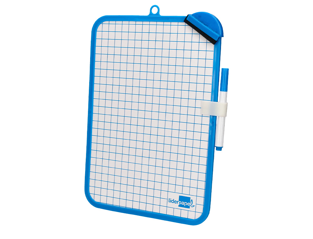 PIZARRA BLANCA LIDERPAPEL 18X26 CM DOBLE CARA LISA Y CUADRICULADA CON ROTULADOR Y BORRADOR