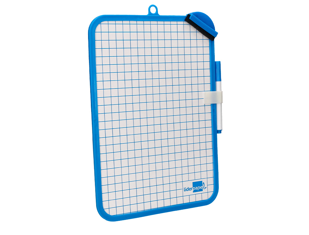 PIZARRA BLANCA LIDERPAPEL 18X26 CM DOBLE CARA LISA Y CUADRICULADA CON ROTULADOR Y BORRADOR