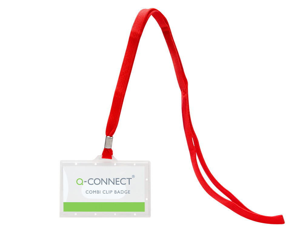 IDENTIFICADOR Q-CONNECT KF03303 CON CORDON PLANO ROJO Y APERTURA LATERAL 94X60 MM