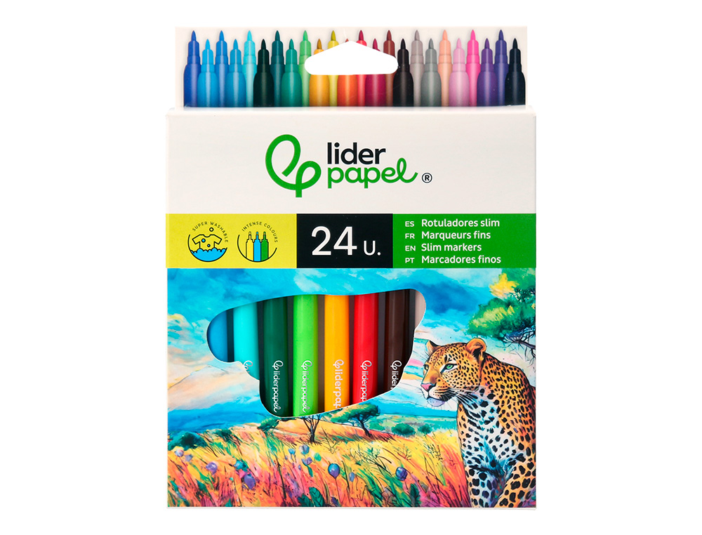 ROTULADOR LIDERPAPEL SLIM CAJA DE 24 UNIDADES COLORES SURTIDOS
