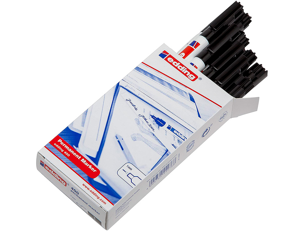 ROTULADOR EDDING MARCADOR PERMANENTE 400 NEGRO PUNTA REDONDA 1 MM RECARGABLE