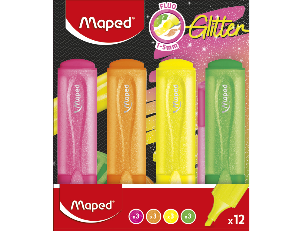 ROTULADOR MAPED FLUORESCENTE GLITTER COLORES SURTIDOS