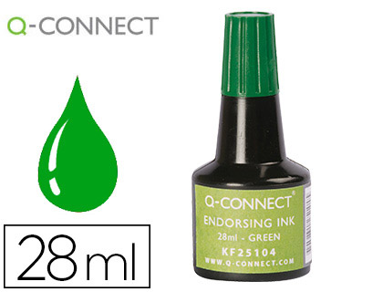 TINTA TAMPON Q-CONNECT VERDE BOTE 28 ML