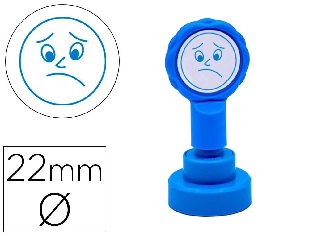 SELLO ARTLINE EMOTICONO DISGUSTO COLOR AZUL 22 MM DIAMETRO