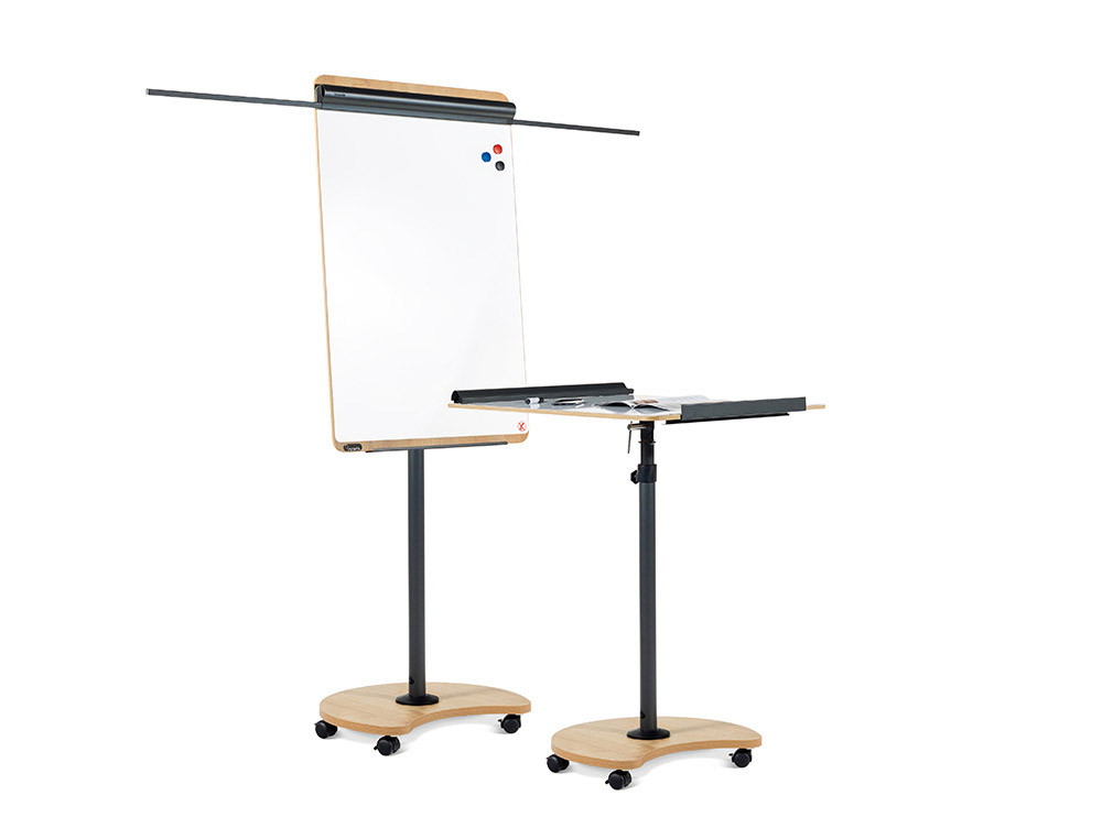 PIZARRA MOVIL ROCADA METALICA MAGNETICA CON RUEDAS 69X99 CM 2 BRAZOS EXTENSIBLES LATERAL Y BANDEJA PARA ROTULADORES